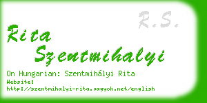 rita szentmihalyi business card